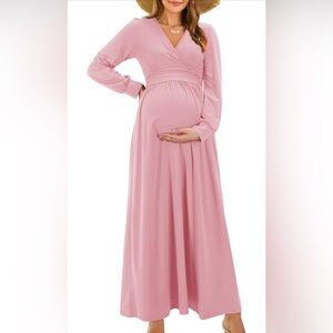 Elegant Pink Maternity Dress